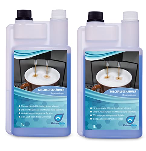 KaiserRein Milchschaum-Reiniger Konzentrat 2x1L Flüssig-Reiniger für Milchaufschäumer bis zu 66 Anwendungen Flüssig Reiniger für Milchsystem & Milchleitung Milchreinigungsmittel