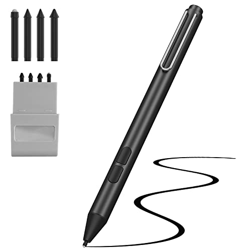 TiMOVO Stylus Stift für Surface, 4096 Druckstufen & Palm Rejection Eingabestift mit 3 Spitzen Stylus Pen für Surface Pro X/8/7+/7/6/5/4/3, Surface Laptop 1/2/3/4,Surface Go 3/2/1/Book 3/2/1, Schwarz