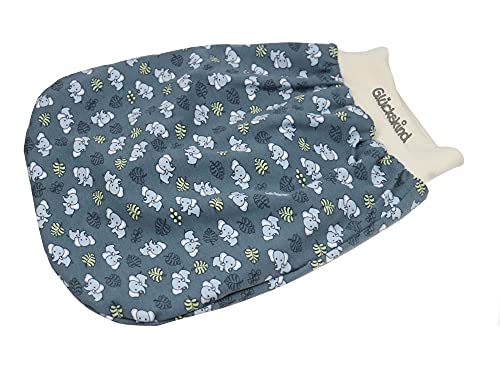 mein-name Strampelsack Elefant Baby, Schlafsack personalisiert, Babyschlafsack in verschiedenen Größen (Blaugrau, 80)