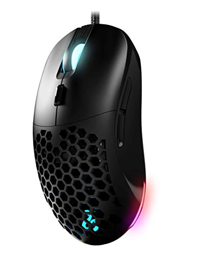 Newskill Arakne Professionelle Gaming-Maus, Ultraleicht, 10.000 DPI, mit RGB-Hintergrundbeleuchtung, seitliche Tasten und Beidseitiges Design, Propio-Software und Panacord-Kabel