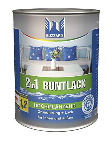 Buzzard Acryllack 2in1 Grundierung + Lack 750 ml/hochglänzend Farbe RAL 3000 (Feuerrot)