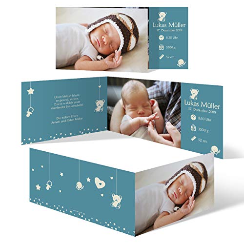 30 x Geburt Danksagungskarten Geburtskarten individuell mit Foto und Text für Mädchen und Jungen - Tiefer Schlaf