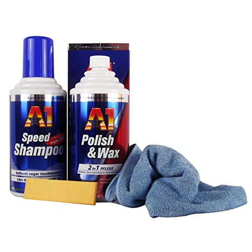 DR. WACK A1 Polish & Wax Wachs 500 ml & A1 Speed Shampoo 500 ml & Mikrofasertuch