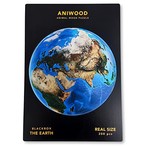 Aniwood Puzzle aus Holz, in Tierform, gestanzter Deckel, Enthält einzigartige Teile von Tieren (groß, Erde)