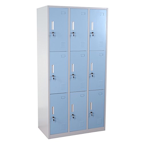 Schließfach Boston T829, Schließfachschrank Wertfachschrank Spind, Metall 9 Fächer - blau