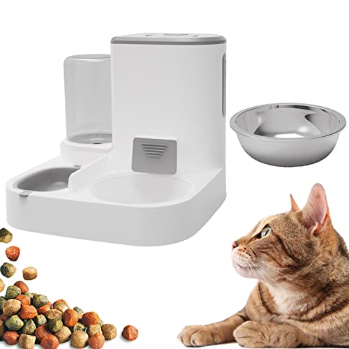 Futterstation und Tränke für Haustiere, 2 in 1 Automatische Futter- und Wasserschale für Katzen | Automatischer Wasserspender für Katzen, All-in-One für kleine Hunde und Katzen Virtcooy