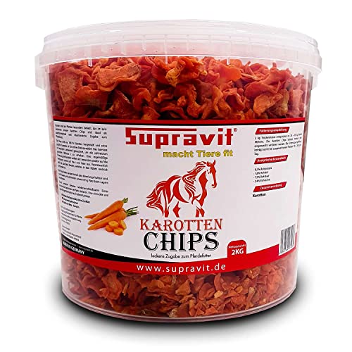 Supravit Karotten Chips 2 kg – 100% Natur ohne Zusätze – Futter für Pferde – gesundes Leckerli – getrocknetes Gemüse