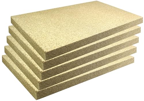 Vermiculite Platten Schamott Ersatz SF600 für die Feuerraum Auskleidung bis 1100°C Varianten (500 x 300 x 30 mm, 5 Stück)
