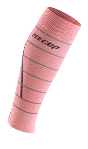 CEP – Reflective Compression Calf Sleeves für Damen | Reflektierende Laufsocken in rosa | Größe IV