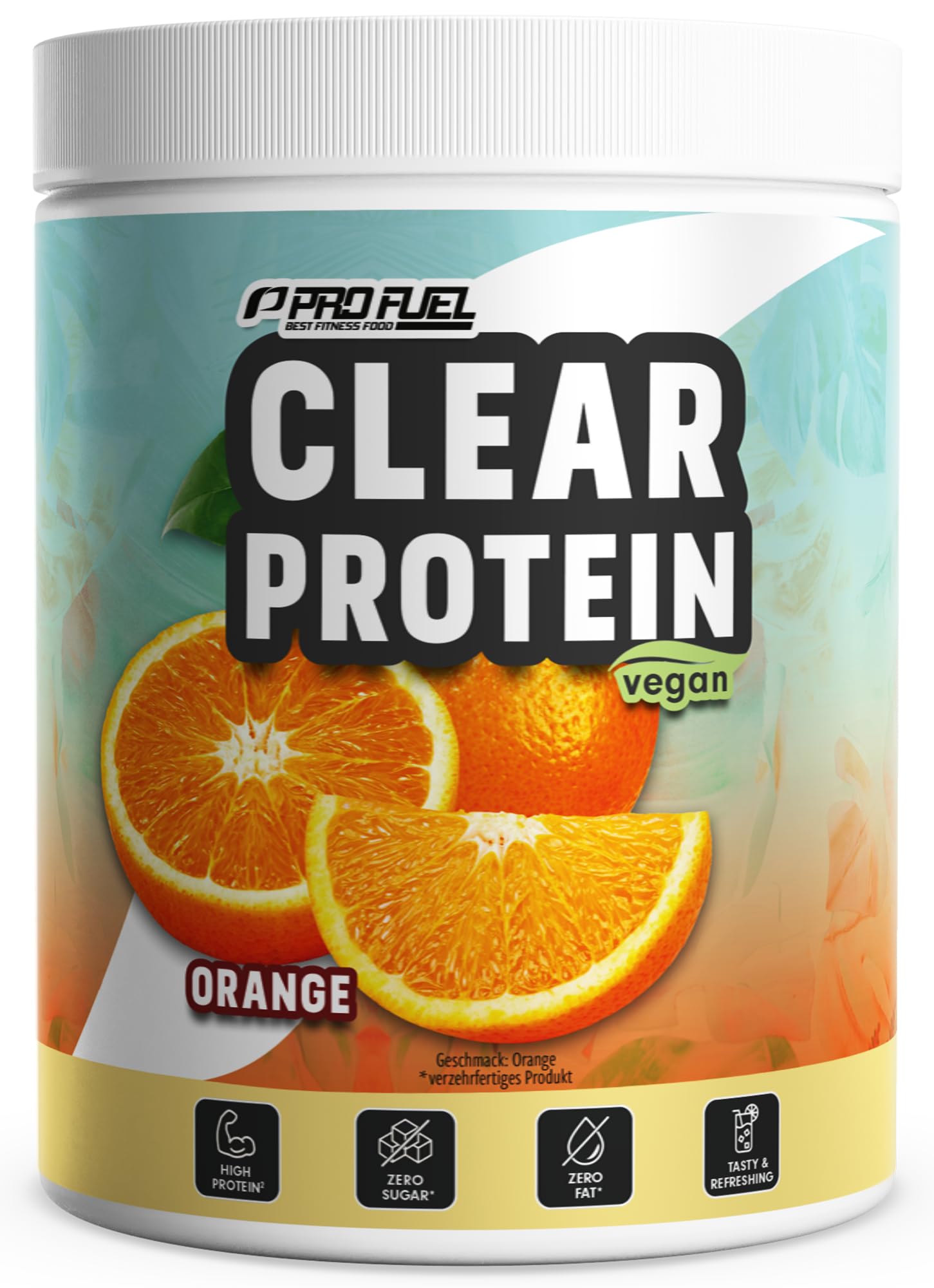 Clear Protein Vegan 360g ORANGE - unglaublich leckerer & erfrischender Protein-Drink - vegane Clear Whey Protein/Iso Clear Alternative mit hochwertigem Erbsenproteinhydrolysat - 56% Protein