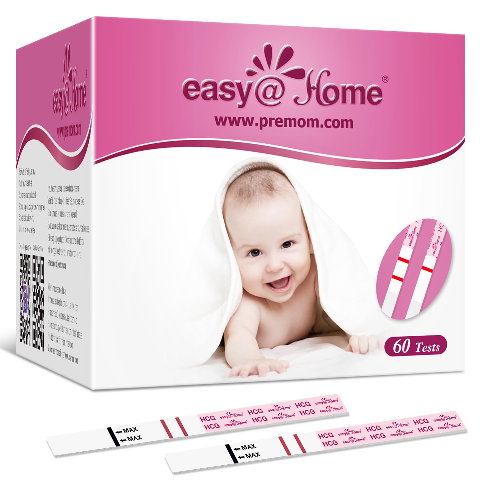 Easy@Home 60 x Schwangerschaftstest Frühtest 10 mIU/ml - Empfindliches Pregnancy Test - Frühschwangerschaftstest Streifen mit Höchster Genauigkeit | Zuverlässiger Ultra Frühtest Schwangerschaft