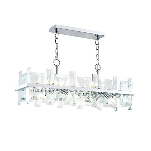 MAYTONI DECORATIVE LIGHTING Moderne Hängeleuchte, Metallrahmen chrom, Lampenschirm aus Glasplatten, höhenverstellbar, excl. 8 X E14 (40W)