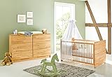 PINOLINO Baby- und Kinderzimmer Möbel Spar-Set Natura extrabreit, Kinderbett für 70 x 140 cm Matratzen und Wickelkommode, Massivholz, geölt