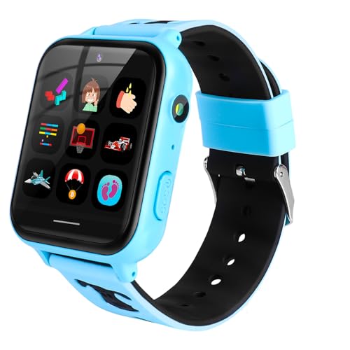 OKYUK Kinder-Smartwatch, Smart-Game-Uhr mit mehrere Funktionen verfügbar, Geburtstagsgeschenk für Jungen und Mädchen im Alter von 4–12 Jahren (A2 Blau)
