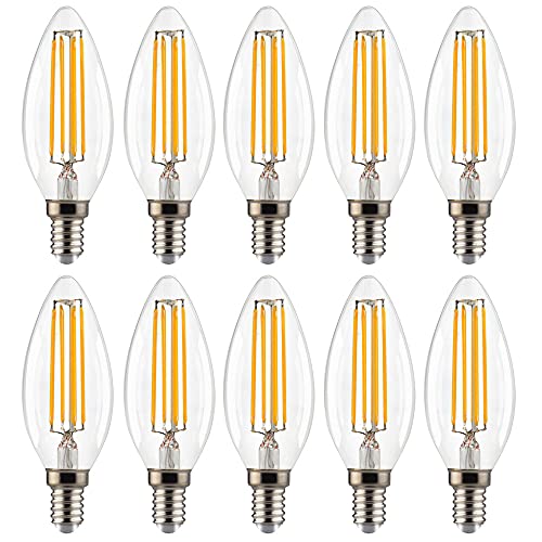 NCC-Licht 10 x LED Filament Leuchtmittel Kerze 6,5W = 60W E14 klar 806lm Tageslichtweiß 6500K