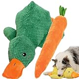 FOTTEPP The Mellow Dog, Mellow Dog Calming Duck, Yellow Duck Dog Toy, Calming Duck Dog Toy, Emotional Support Duck for Dogs, Zentric Quack-Quack Duck Dog Toy (Green+Carrot)