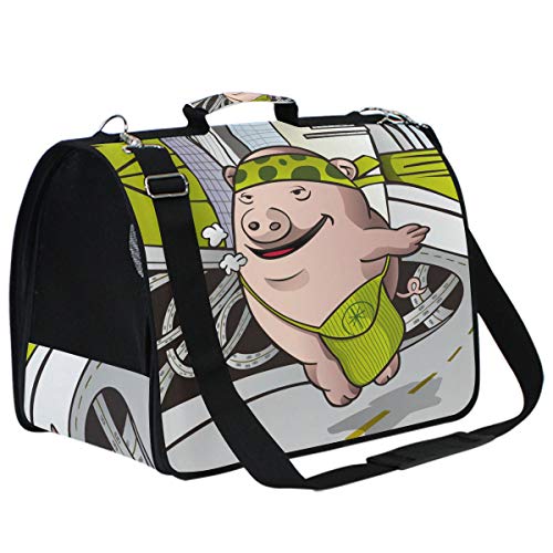 LDIYEU Cartoon Laufendes Schwein Haustier Katze Träger Hunderucksack Rucksäcke Tragetasche Fluggesellschaft Genehmigt für Reise Hund Katzen Draussen