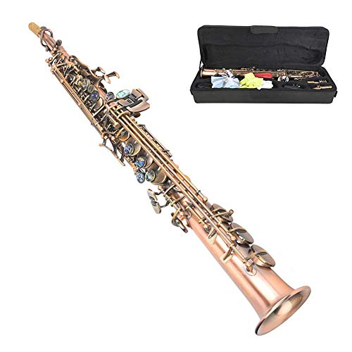 B-Saxophon-Set, Antikes rotes Kupfer, professionelles Sopran-Saxophon, gerades Saxophon, Musikinstrument mit Tragetasche