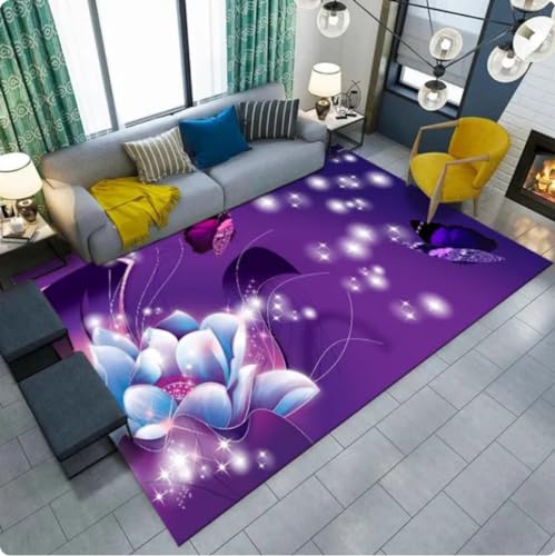 ZAMOUX 3D-Gedruckte Teppiche Mit Schmetterlingsmuster Für Wohnzimmer Schlafzimmer Nachttisch Flur rutschfeste Bodenmatte 120x180cm