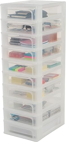 Iris Ohyama, Schubladenschrank / Schubladencontainer - Organizer Chest OCH-2100 - plastik, frostweiß, 10 x 4 L, L35,5 x B26 x H81,5 cm