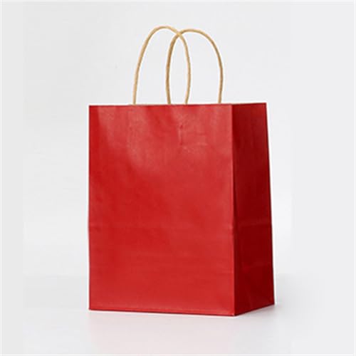 Geschenktüten 10/20 Stück Farbe Kraftpapier Tasche mit Griffe Festival Geschenk Tasche Einkaufstaschen Präsenttüten (Color : Red, Size : 32X25X11CM_20PCS)