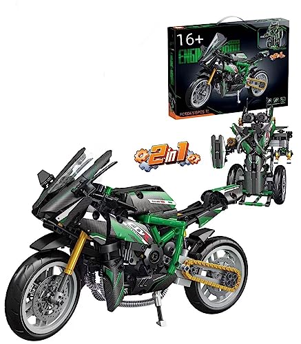 Technik Motorrad Baukästen, 521 Teile Motorrad + Roboter 2 in 1 Konstruktionsspielzeug, 1:8 MOC Supermotorrad Modell Baukasten, Kreative Geschenke für Kinder und Erwachsene, Kompatibel mit Lego