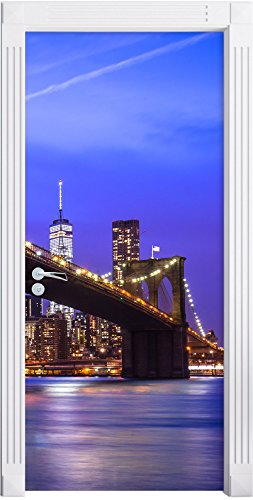 Stil.Zeit Möbel New York Brooklyn Bridge als Türtapete, Format: 200x90cm, Türbild, Türaufkleber, Tür Deko, Türsticker