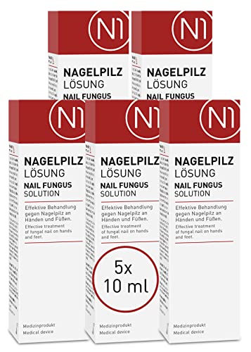 N1 Anti Nagelpilz Lösung 5x10ml - [Medizinischer Nagellack mit belegter Wirkung] - Apothekenprodukt - Nagelpilz Behandlung schnell intensiv an Händen und Füßen