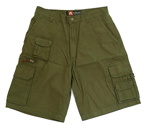 Kakadu Traders Australia Kurze Hosen für Herren Outdoor Freizeit Cargo-Shorts mit Reißverschluss und Druckknopf Taschen, weit geschnitten- bequemes Bein aus robuster Baumwolle