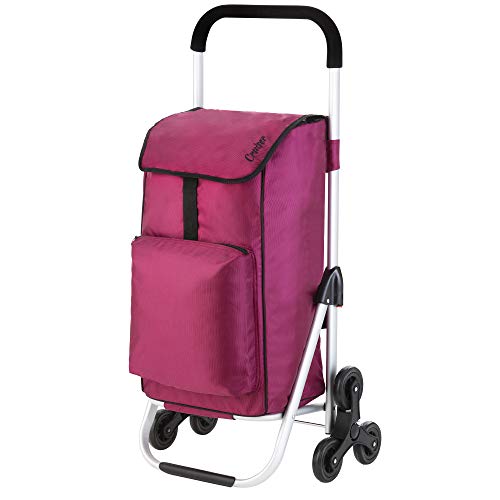 Cruiser Einkaufswagen Treppensteiger 49+4 Liter - Einkaufstrolley 2 x 3 räder mit Kuhlfacher rosa