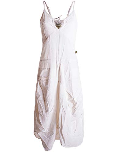 Vishes - Alternative Bekleidung - Lagenlook Ballonkleid mit verstellbaren Trägern weiß 42
