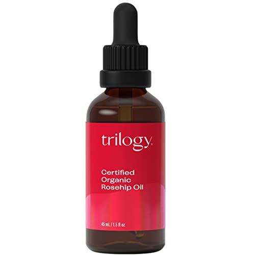 Trilogy Certified Organic Rosehip Oil - 45ml - natürliches Anti-Aging BIO Gesichtsöl aus kaltgepresstem Hagebuttenöl für Gesichtspflege & Reduzierung von Dehnungsstreifen und Falten