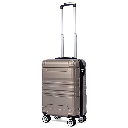 Hartschalen-Handgepäck | Koffer mit TSA-Schloss und Universalrad | Erweiterbar | Seitengriff (Gold,M-35x20x55 cm)