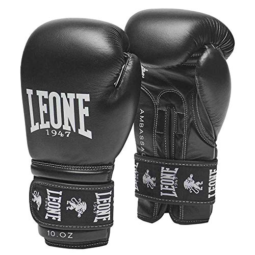 LEONE 1947 Ambassador Boxhandschuhe, Unisex, für Erwachsene, Schwarz, 10 ozM