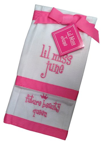 Lil Miss June Future Beauty Queen Baby Burp Bib Cloth Cotton Towel - Set of 2 by Mud Pie