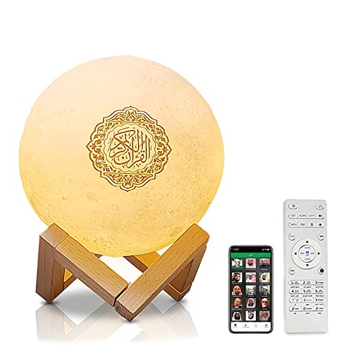 Quran Mondlampe, Smart Touch Bluetooth Lautsprecher, 3D Mondlicht Nachtlicht, 7 Farben LED Nachtlampe, Farbwechsel Nachttischlampe Tischlampe