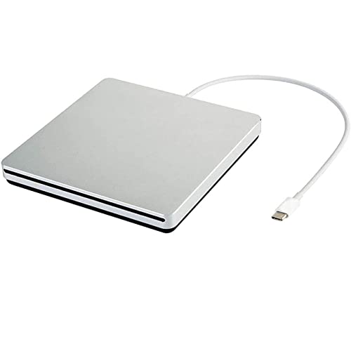 Oulin CD- / DVD-Laufwerk Typ C externes CD-Laufwerk/DVD-Brenner mit Auswurfknopf für MacBook Pro/Air/Mac/Laptop/Windows10, silberfarben Silber silberfarben