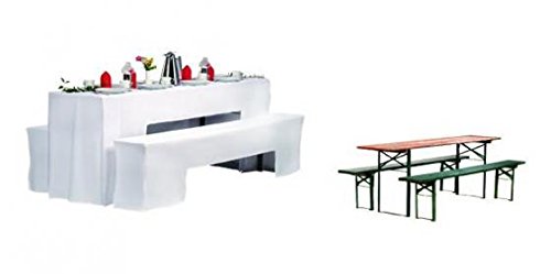 Gastro Uzal Hussen Biertische, Hussen-Set für Festzeltgarnitur, 100% Polyester, 220 x 50 cm, weiß, Biertischhussen Bierbankhussen