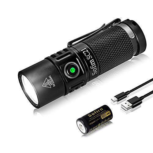 Sofirn SC21 wiederaufladbare Taschenlampe, Leistungsstarke EDC Mini Led Taschenlampe 1000 Lumen, mit USB-C LH351D LED 16340 Akku Schlüsselbund Taschenlampe