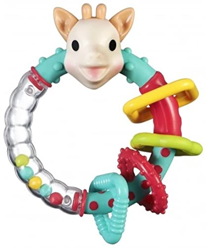 Sophie la Girafe – Mehrfarbige Babyrassel – zur Linderung von Zahnfleischschmerzen und zum Spaß – Weckspielzeug – 4 handhabbare Formen