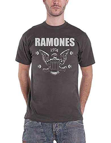 Ramones Herren 1974 Eagle Kurzarm T-Shirt, Grau (Anthrazit), L