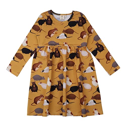 Walkiddy Langarm Kleid aus Baumwolle (Bio) 116, Playful Mouses, Gelb