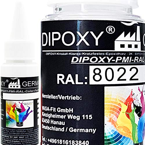 1000g Dipoxy-PMI-RAL 8022 SCHWARZBRAUN Extrem hoch konzentrierte Basis Pigment Farbpaste Farbmittel für Epoxidharz, Polyesterharz, Polyurethan Systeme, Beton, Lacke, Flüssigfarbe Kunstharz Schmuck