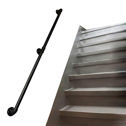 Geländer Industrieller Treppenhandlauf mit komplettem Bausatz | Terrassengeländer for den Innen- und Außenbereich | Treppengeländer | Treppengriff | Gartenbalkongeländer (Size : 200cm)