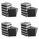 Casstad 48 Stück selbstklebende schalldichte Schaumstoffplatten, 5,1 x 30,5 x 30,5 cm, Pyramiden-Design, Akustikschaumstoff, für Heimstudio, Schwarz + Grau