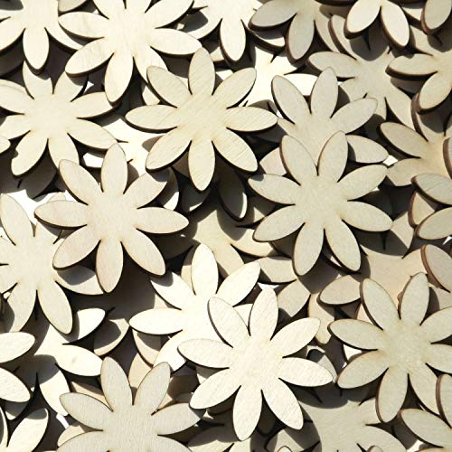 Holz Blumen Margeriten - 1-10cm Streudeko Basteln Deko Tischdeko, Größe:Blumen 10cm, Pack mit:25 Stück
