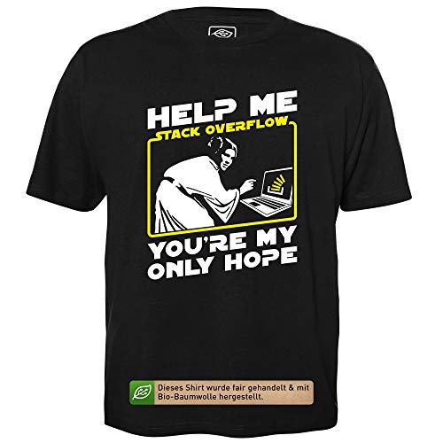 Help me, Stack Overflow - Herren T-Shirt für Geeks mit Spruch Motiv aus Bio-Baumwolle Kurzarm Rundhals Ausschnitt, Größe 4XL