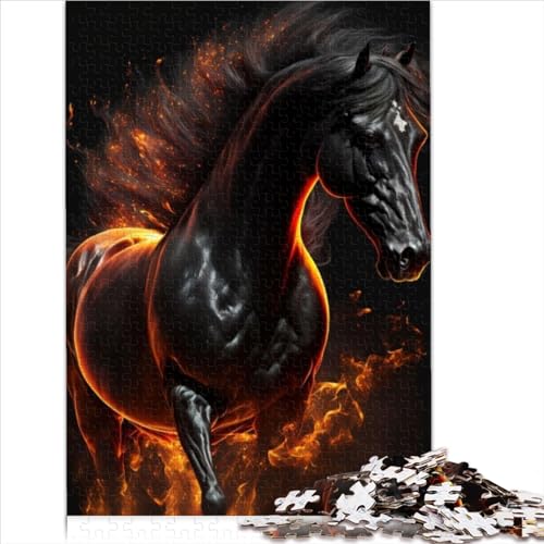 Puzzles for Adults & Kids Black Horse 1000 Piece Puzzle for Adults Wooden Jigsaw Puzzles for Adults is ideal as a Gift for The Whole Family for Teens and Adults （50x75cm）