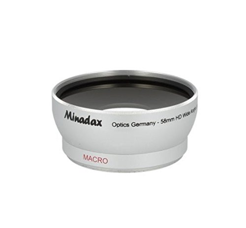 Impulsfoto 0.5X Minadax Weitwinkel Vorsatz mit Makrolinse kompatibel für Panasonic Lumix DMC-FZ50, DMC-FZ30, Leica V-LUX 1 - in Silber