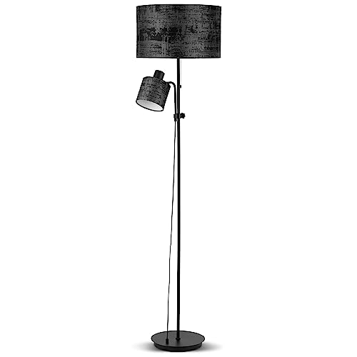 REV SALENTO Stehlampe, Stehleuchte mit verstellbarer Leselampe im Vintage-Look, Stehlampe Wohnzimmer, IP20, schwarz